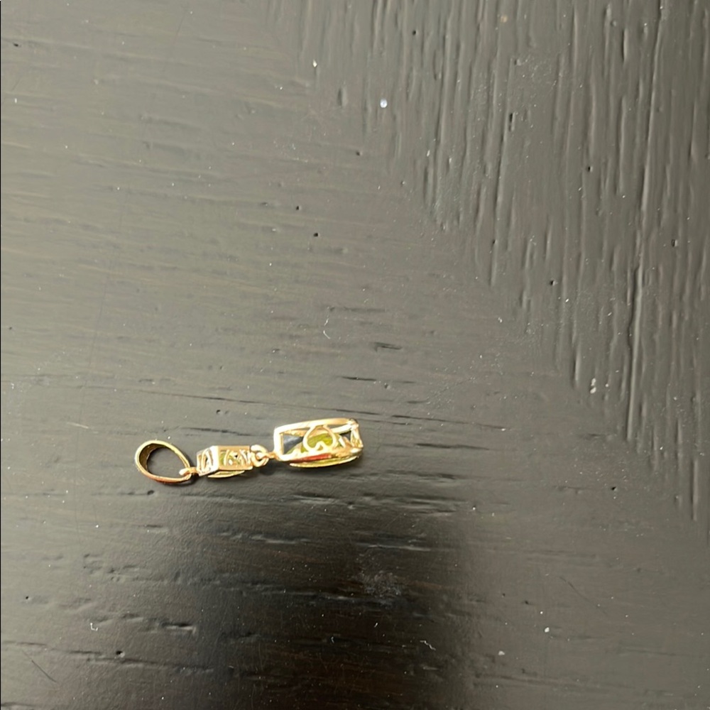 Gold Drop Peridot Pendant - Green Gemstone Accent - Picture 3 of 6